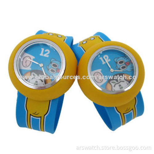 Cute Cartoon Slap Watches for Kids, with High-quality Silicone Strap, OEM Services Provided